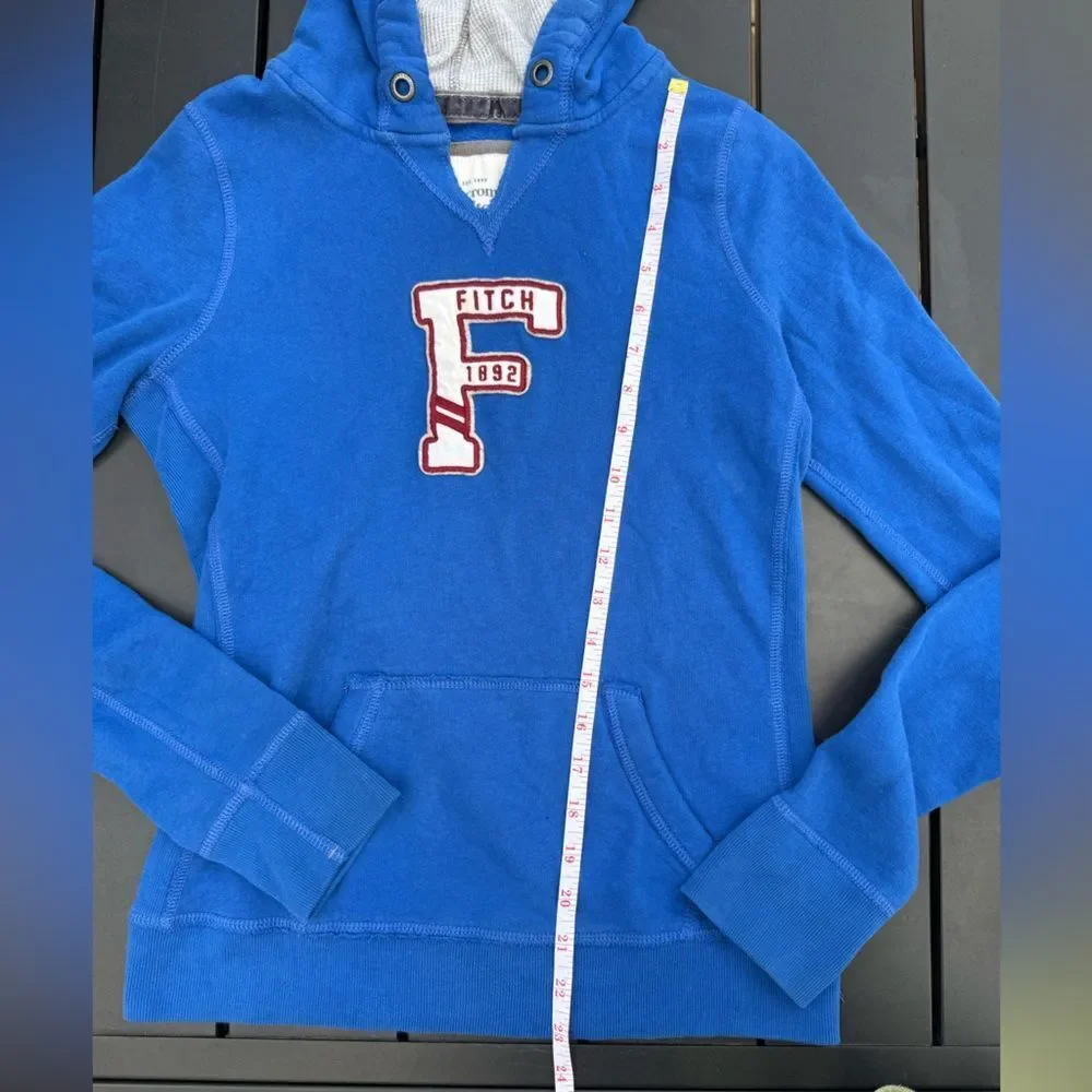 Y2K Abercrombie & Fitch Blue Logo Pullover Hoodie Mens size Medium